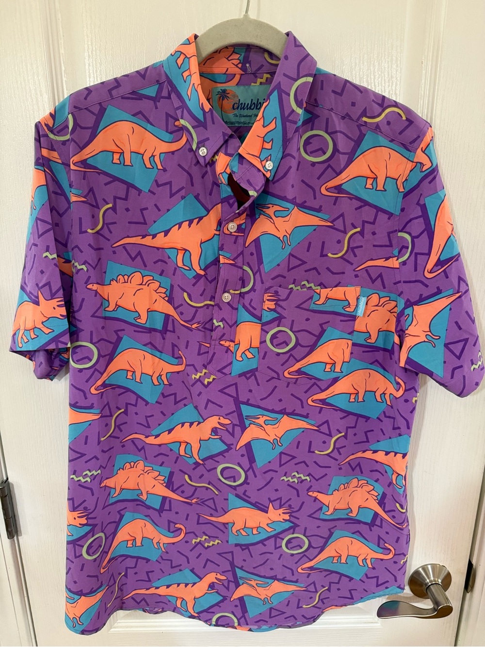 Chubbies Purple Shirt with Orange & Teal Print